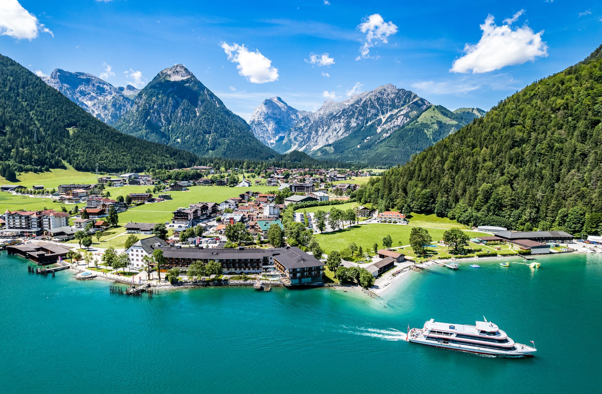 landscape at the achensee lake in austria - pertisau