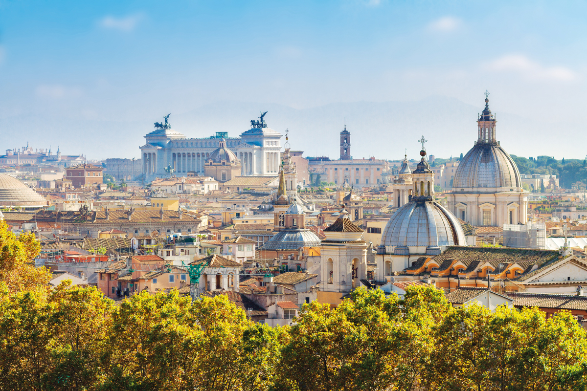 view of skyline of Rome city at day, Italy